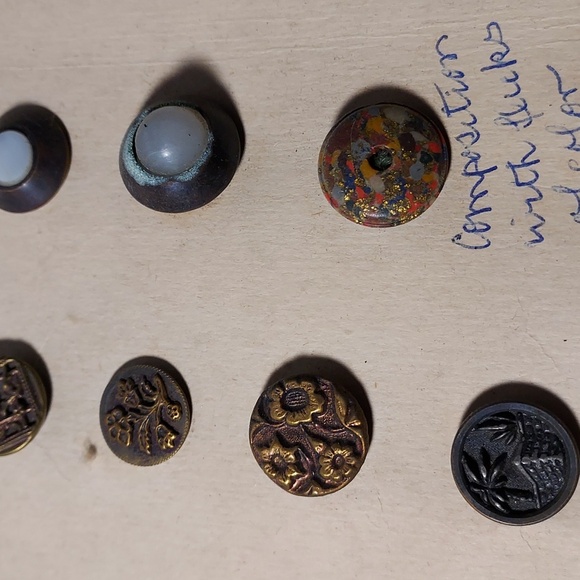 Antique Buttons Different Designs On Cardboard By Grandma Metal Steel Misc - Picture 6 of 11